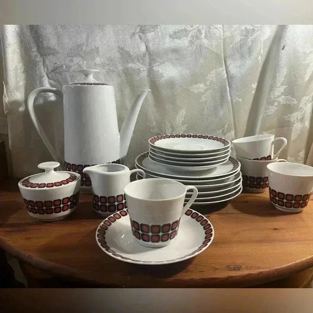 Vintage Winterling China Teapot, sugar, creamer, saucer, teacup and plate set